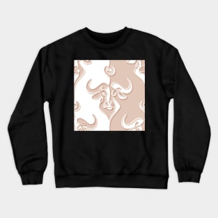 Minimalistic Continuous Line Bull Portrait with 3d effect (white and rose colorblock) Crewneck Sweatshirt